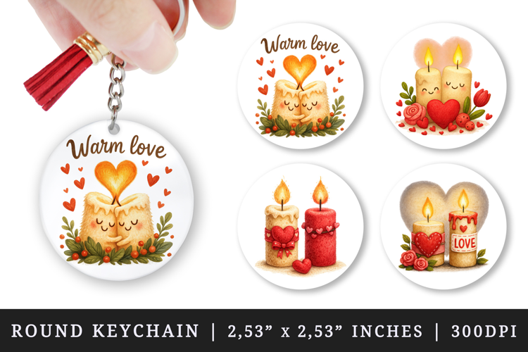 Valentine's Day round keychain pintable sublimation design