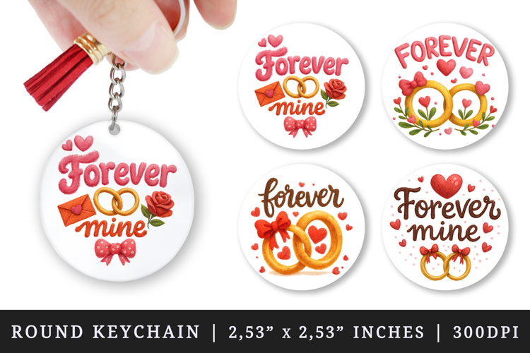Valentine's Day round keychain pintable sublimation design