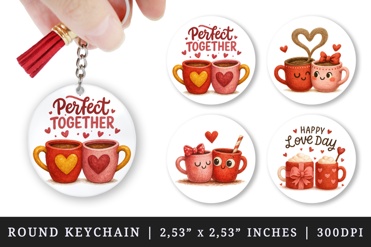 Valentine's Day round keychain pintable sublimation design