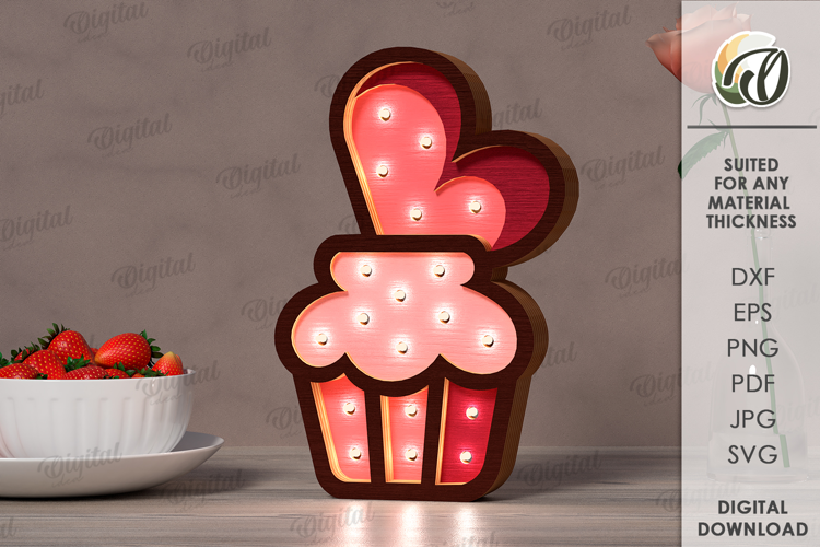 Valentine's Day Led Nightlight Laser Cut. Night Lamp SVG