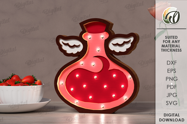 Valentine's Day Led Nightlight Laser Cut. Night Lamp SVG