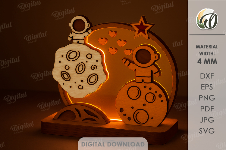 Valentines Day Led Stand Laser Cut. Night Lamp SVG