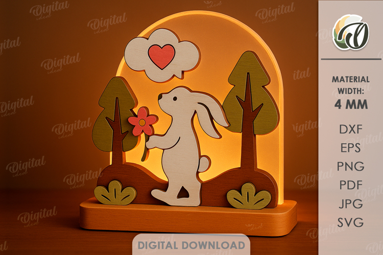 Valentines Day Led Stand Laser Cut. Night Lamp SVG