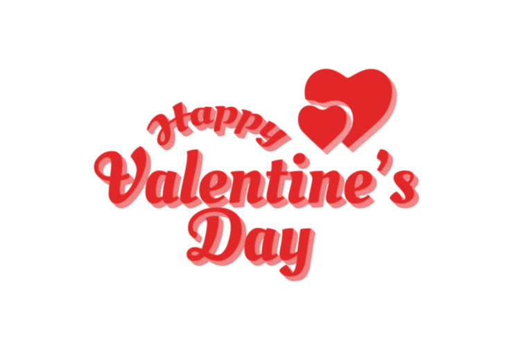 Valentines day lettering typography text art isolated