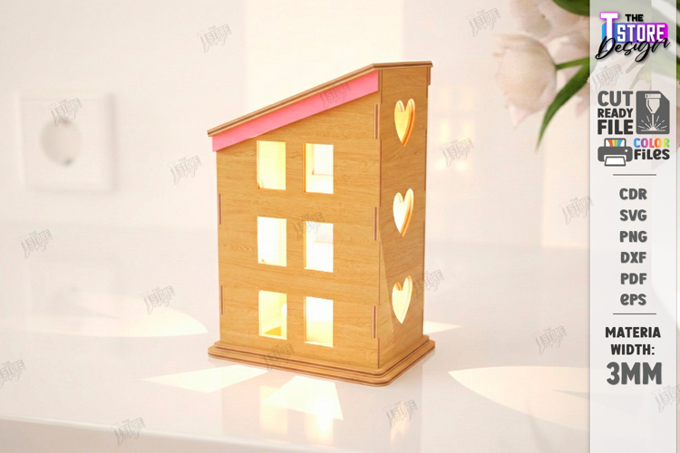 Valentines Day Candle House Laser Cut | Candle Holder SVG
