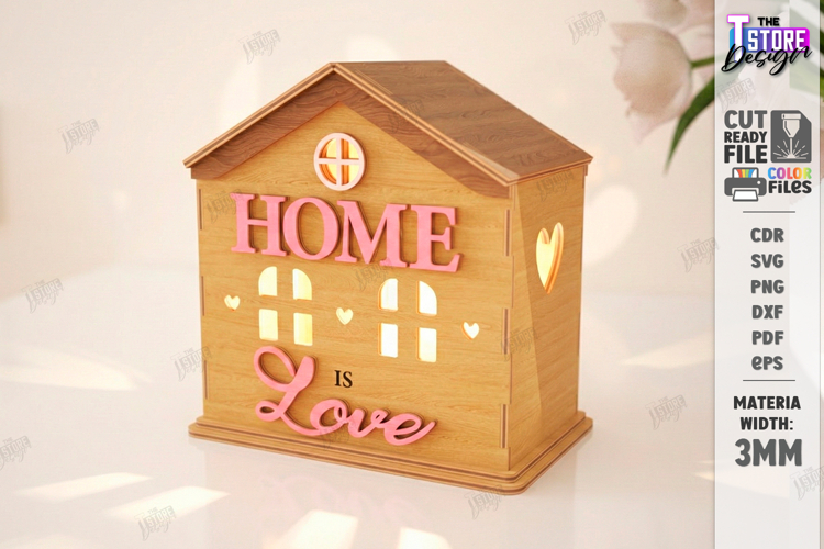 Valentines Day Candle House Laser Cut | Candle Holder SVG