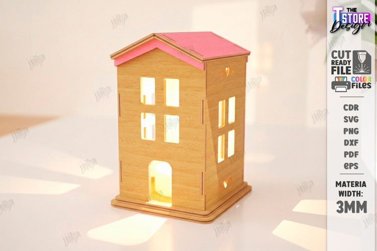 Valentines Day Candle House Laser Cut | Candle Holder SVG