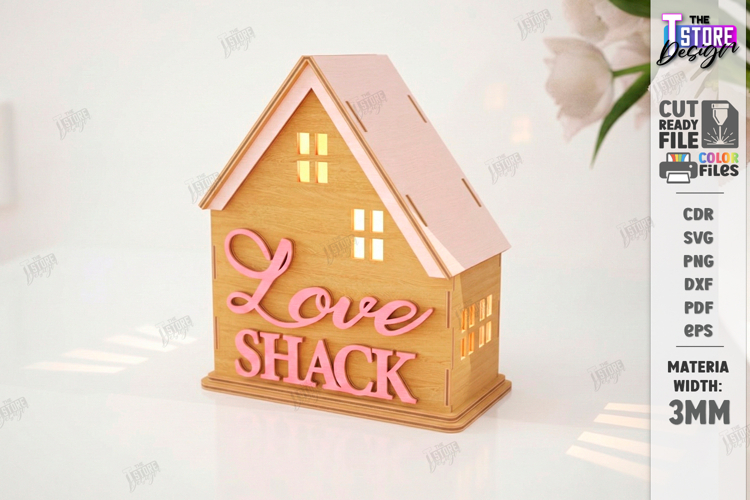 Valentines Day Candle House Laser Cut | Candle Holder SVG