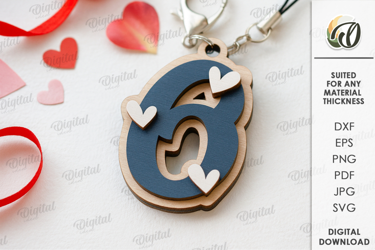 Valentines Day Monogram Keychain Laser Cut. Letter O SVG