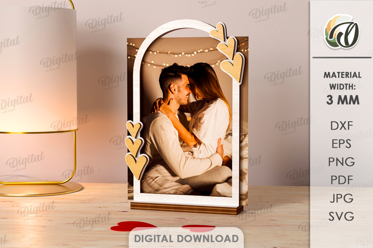 Valentines Day Photo Frame Laser Cut. Picture Frame SVG