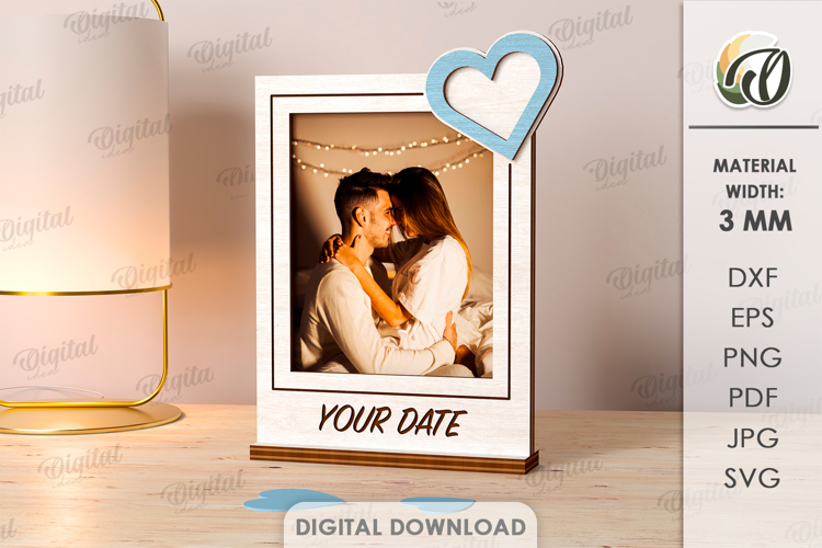 Valentines Day Photo Frame Laser Cut. Picture Frame SVG