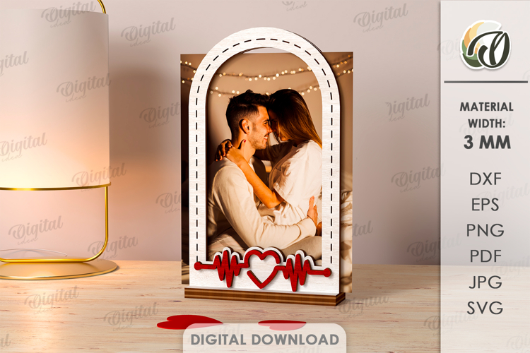 Valentines Day Photo Frame Laser Cut. Picture Frame SVG