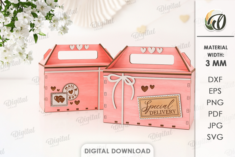 Valentines Day Post Box Laser Cut. Valentine Mail Box SVG