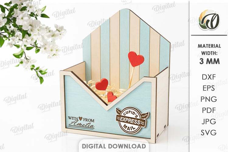 Valentines Day Post Box Laser Cut. Valentine Mail Box SVG