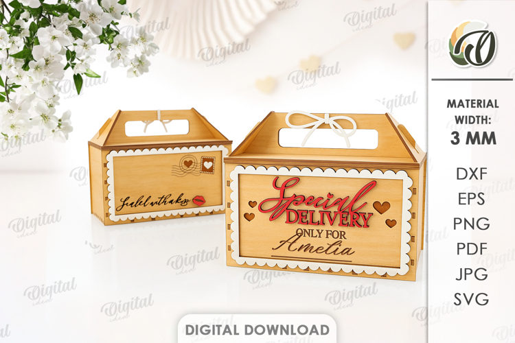 Valentines Day Post Box Laser Cut. Valentine Mail Box SVG