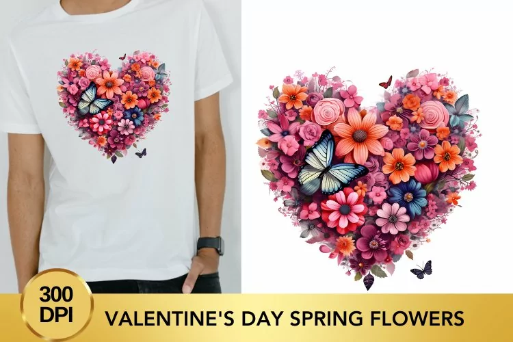 Valentine's Day spring flowers Watercolor Clipart