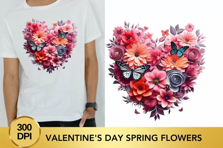 Valentine's Day spring flowers Watercolor Clipart