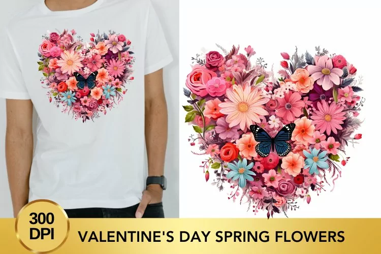 Valentine's Day spring flowers Watercolor Clipart