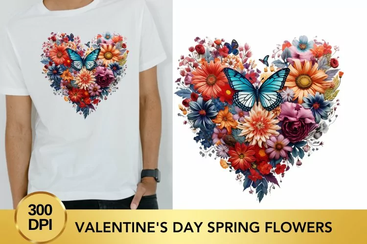 Valentine's Day spring flowers Watercolor Clipart