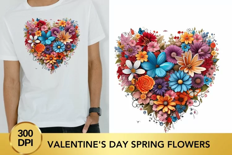 Valentine's Day spring flowers Watercolor Clipart