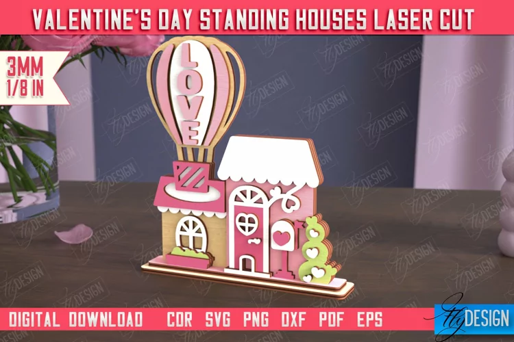Valentine's Day Standing House | Table Figurine | Holiday