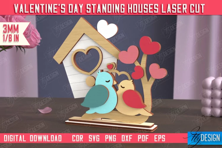 Valentine's Day Standing House | Table Figurine | Holiday