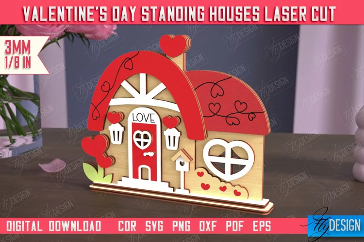 Valentine's Day Standing House | Table Figurine | Holiday