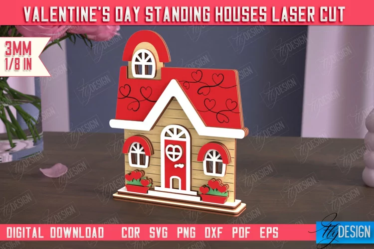 Valentine's Day Standing House | Table Figurine | Holiday