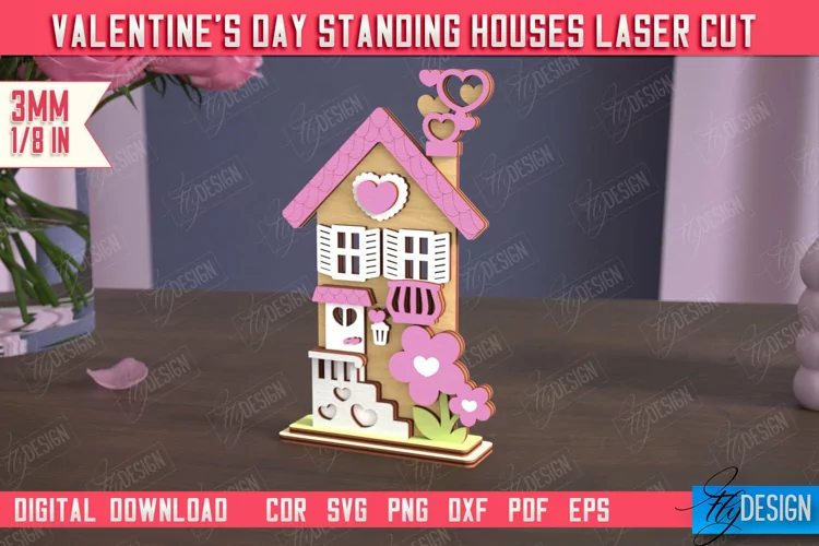 Valentine's Day Standing House | Table Figurine | Holiday
