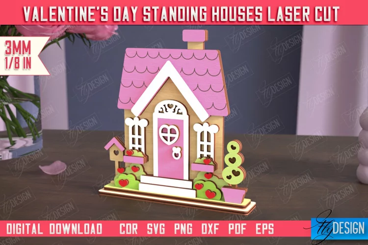 Valentine's Day Standing House | Table Figurine | Holiday