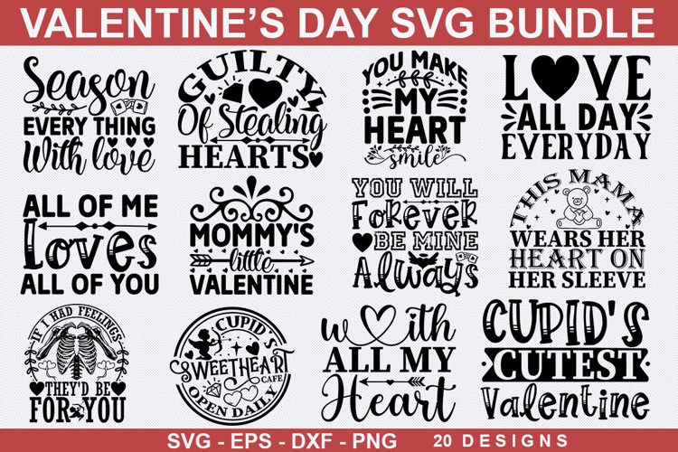Valentines Day SVG Bundle -Valentine SVG For T-shirt Design