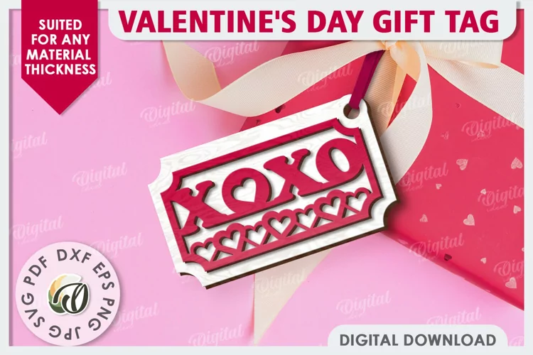 Valentine's Day Gift Tag Laser Cut. Valentine Sign SVG