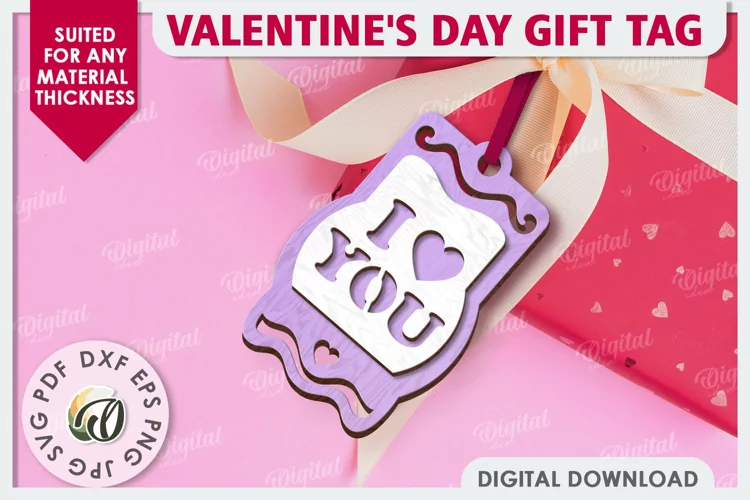 Valentine's Day Gift Tag Laser Cut. Valentine Sign SVG