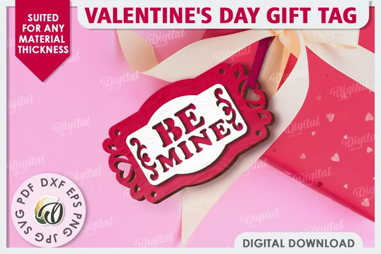 Valentine's Day Gift Tag Laser Cut. Valentine Sign SVG