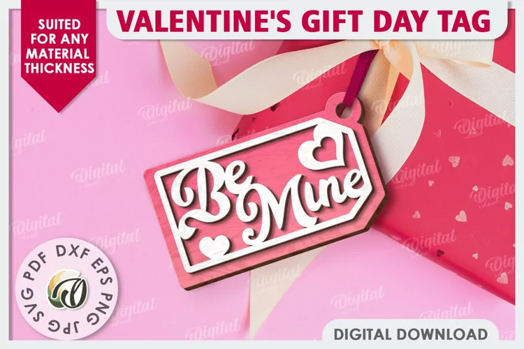 Valentine's Day Gift Tag Laser Cut. Valentine Sign SVG