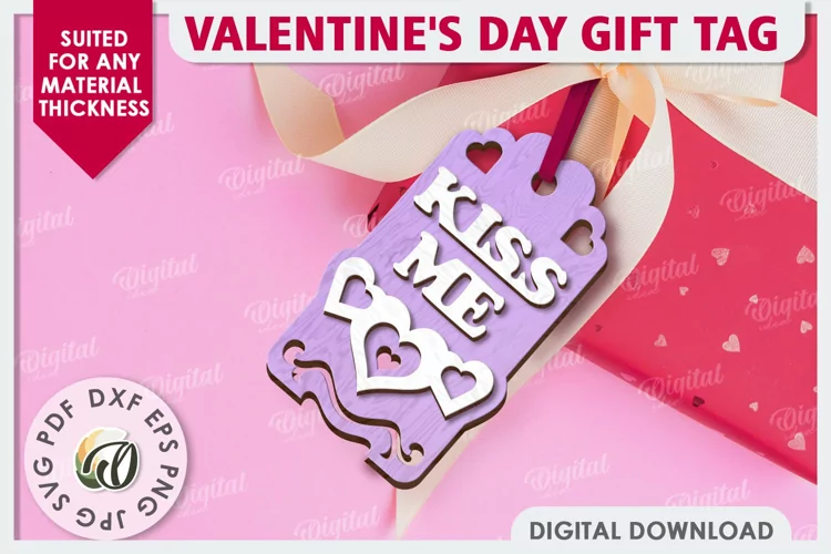 Valentine's Day Gift Tag Laser Cut. Valentine Sign SVG