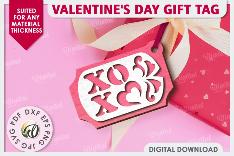 Valentine's Day Gift Tag Laser Cut. Valentine Sign SVG
