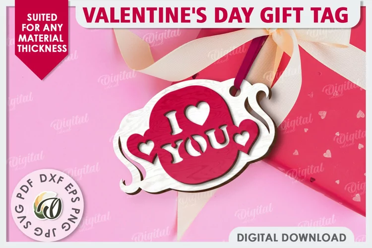 Valentine's Day Gift Tag Laser Cut. Valentine Sign SVG