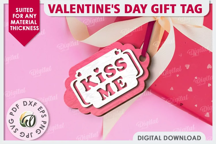 Valentine's Day Gift Tag Laser Cut. Valentine Sign SVG