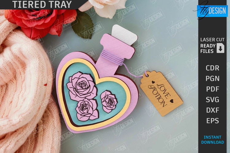 Valentines Day Tiered Tray Laser Cut|Romantic Sign|Love SVG