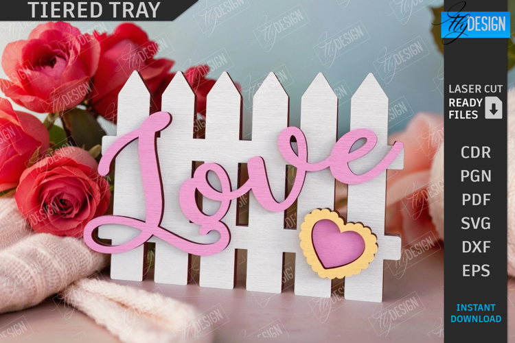 Valentines Day Tiered Tray Laser Cut|Romantic Sign|Love SVG