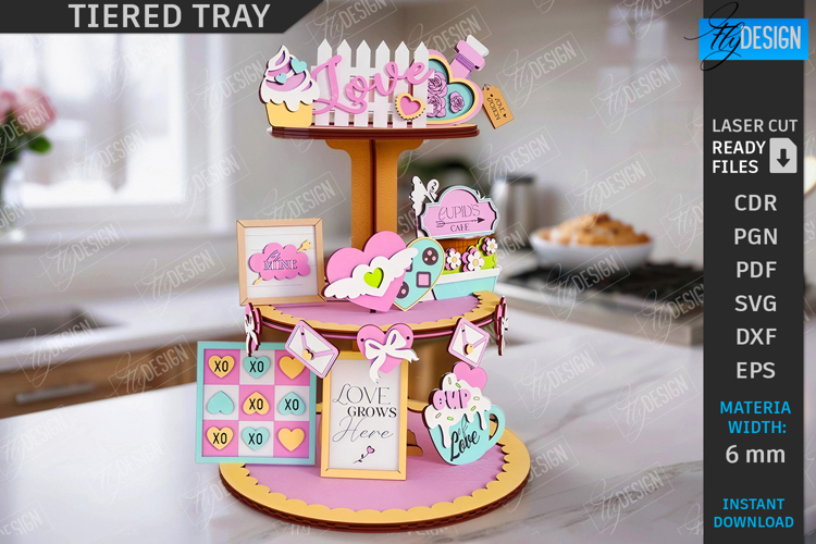 Valentines Day Tiered Tray Laser Cut|Round Stand with Signs