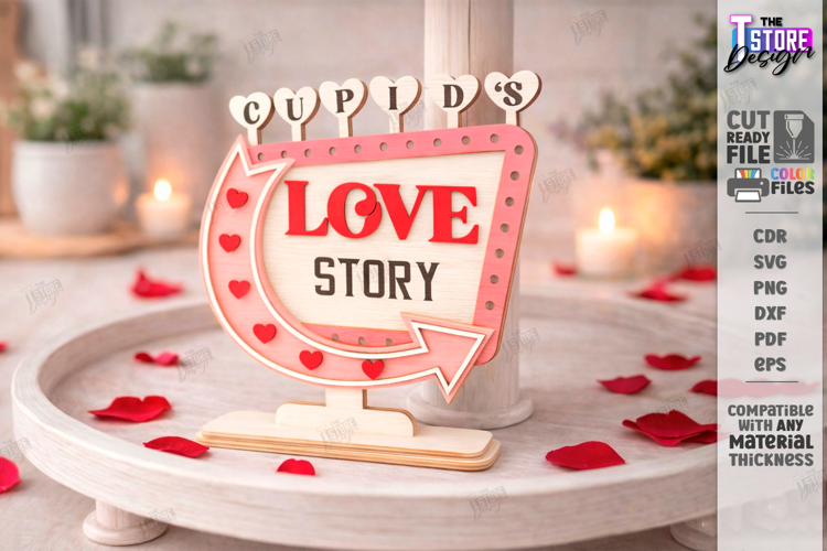 Valentine's Day Tiered Tray Laser Cut | Romantic Sign SVG
