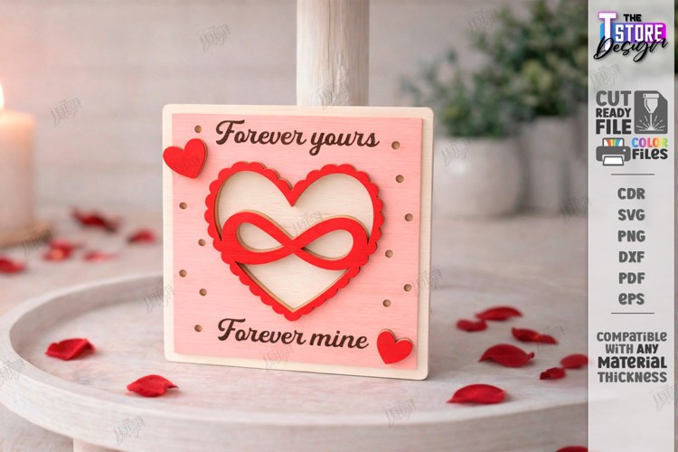 Valentine's Day Tiered Tray Laser Cut | Romantic Sign SVG