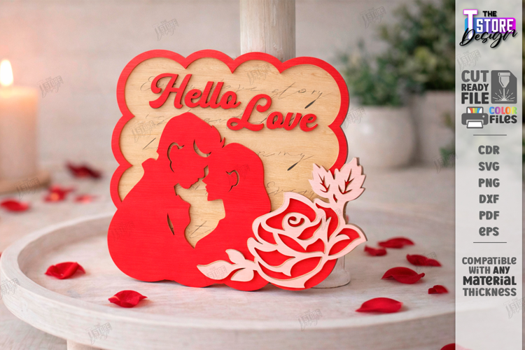 Valentine's Day Tiered Tray Laser Cut | Romantic Sign SVG