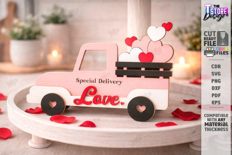 Valentine's Day Tiered Tray Laser Cut | Romantic Sign SVG