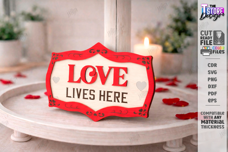 Valentine's Day Tiered Tray Laser Cut | Romantic Sign SVG