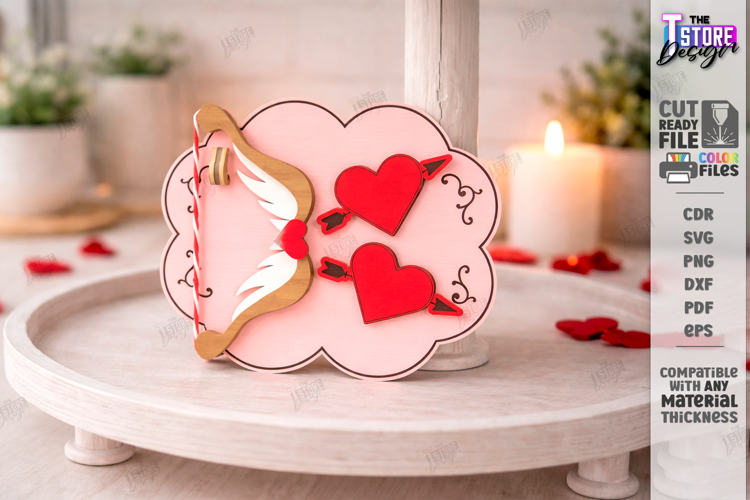 Valentine's Day Tiered Tray Laser Cut | Romantic Sign SVG