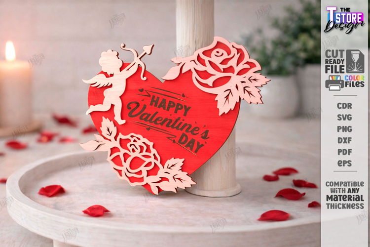 Valentine's Day Tiered Tray Laser Cut | Romantic Sign SVG