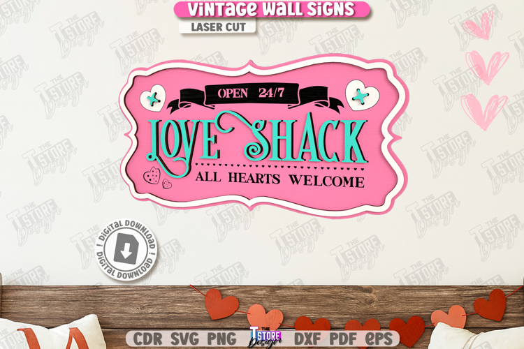 Valentine's Day Wall Sign Laser Cut |3D Lettering| Love SVG
